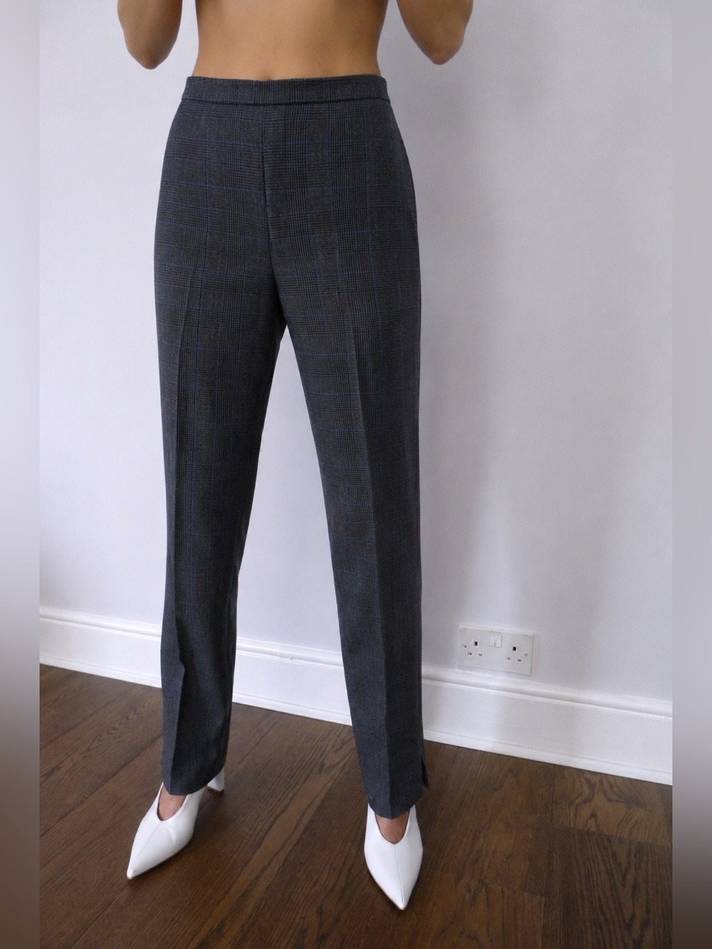 KENZO JUNGLE 90s VINTAGE WOOL BLEND TAILORED PLAID TROUSERS SIZE 42
